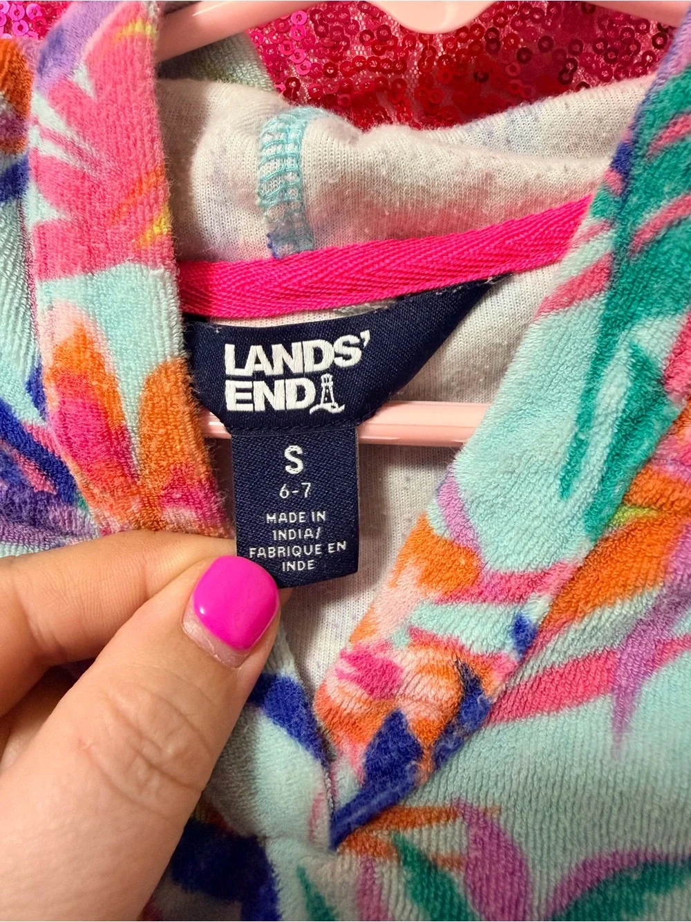 Kids Lands' End Mint Floral bathing suit cover